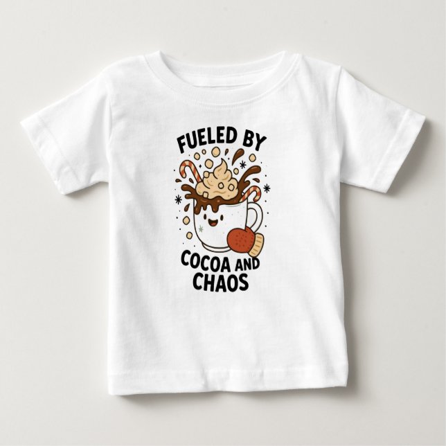 Camiseta Fueled by Cocoa and Chaos – Cute Christmas (Frente)
