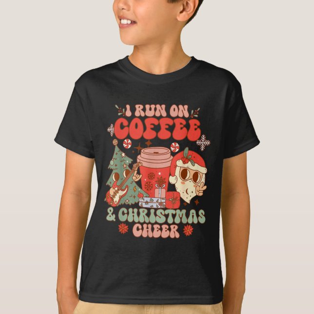 Camiseta Fueled By Coffee &amp; Christmas Cheer Funny Coffe (Frente)