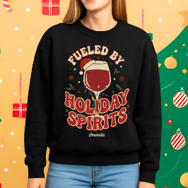 Camiseta Fueled by Holiday Spirits Funny Wine Christmas