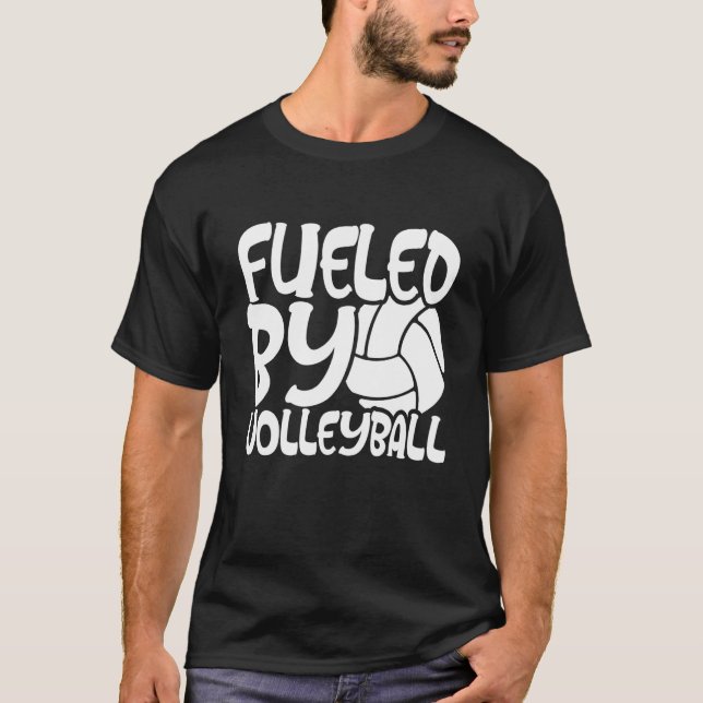 Camiseta Fueled By Volleyball Beach Volleyball Men Women Ki (Frente)