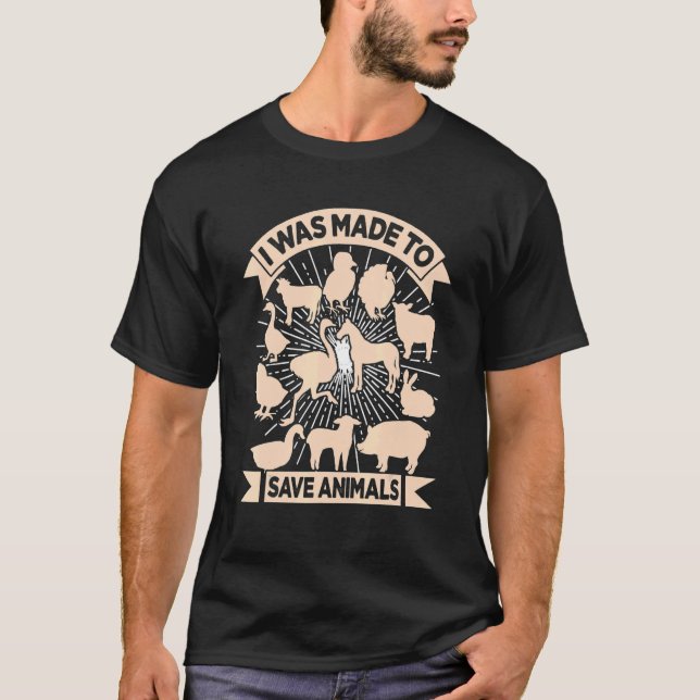 Camiseta Fui Feito Para Salvar Animais Adoção De Animais Ad (Frente)