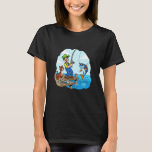 Camiseta Fui Pescar Com Um Gato Pelo Pier