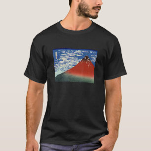 Camiseta Fuji Japonês Em Um Clima Vermelho Limpo Fuji