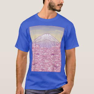 Camiseta Fuji Japonês Sakura Cherry Blossom Tree Gra