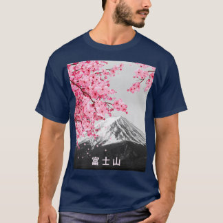 Camiseta Fuji & Sakura - Flores de Flor de Cereja Japonês