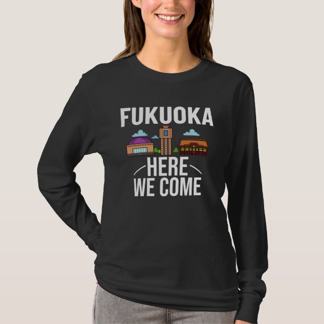 Camiseta Fukuoka Japan City Trip Skyline Map Travel (Frente)