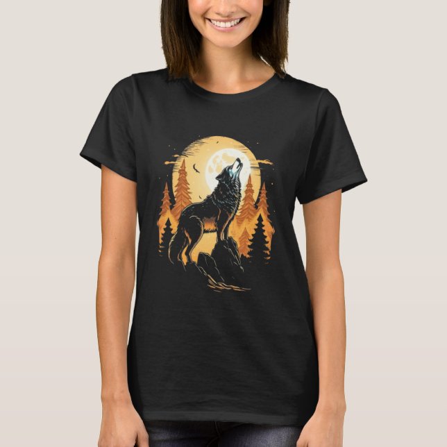 Camiseta Full Moon Howling Wolf Wolves   1 (Frente)