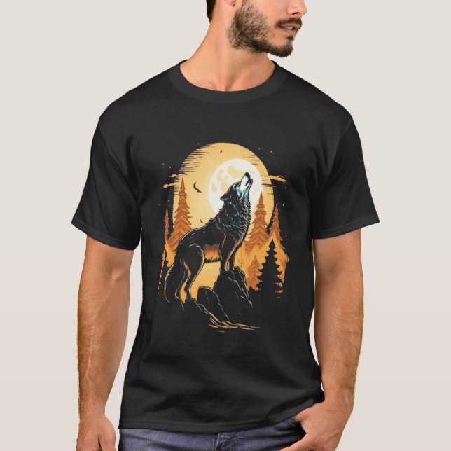 Camiseta Full Moon Howling Wolf Wolves   1 (Frente)