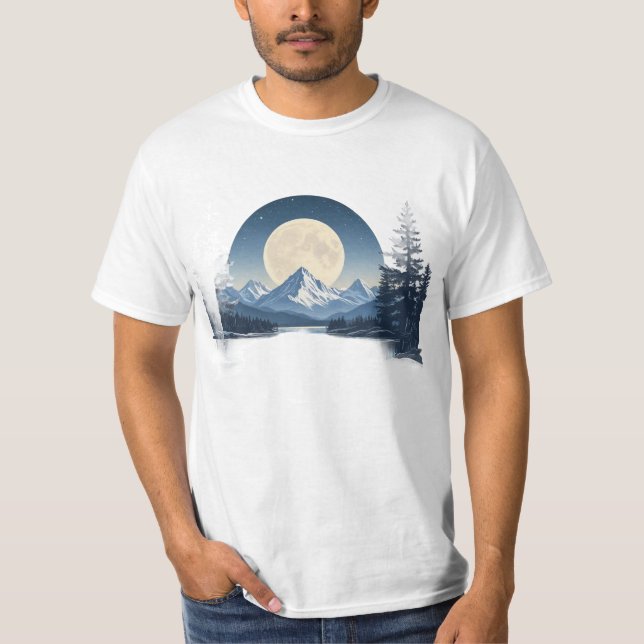 Camiseta Full Moon Mountain Landscape Sweatshirt (Frente)