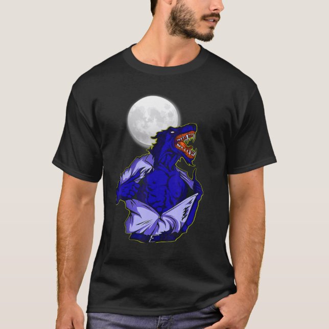 Camiseta Full moon transforms wild wolf scary jungle world (Frente)