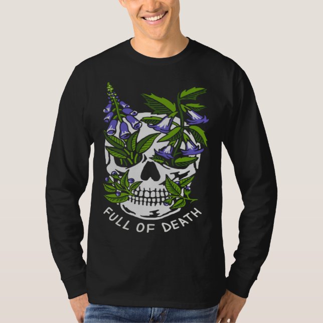 Camiseta Full Of Death  Skull Botanical (Frente)