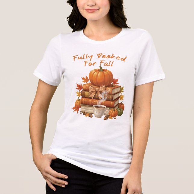 Camiseta Fully Booked for Fall Books Coffee Reading Pumpkin (Frente)