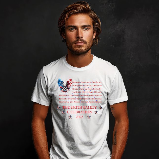 Camiseta Fully Customizable Patriotic 4th of July Design (Celebrate Unity and Love with Personalized Family Shirts!)