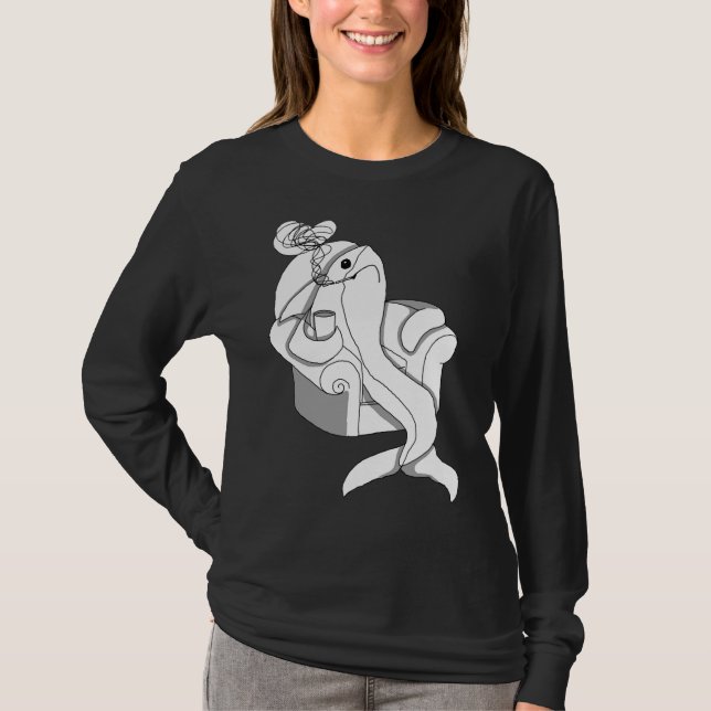 Camiseta Fumaça Como Um Peixe Bebendo Como Uma Chaminé (Frente)