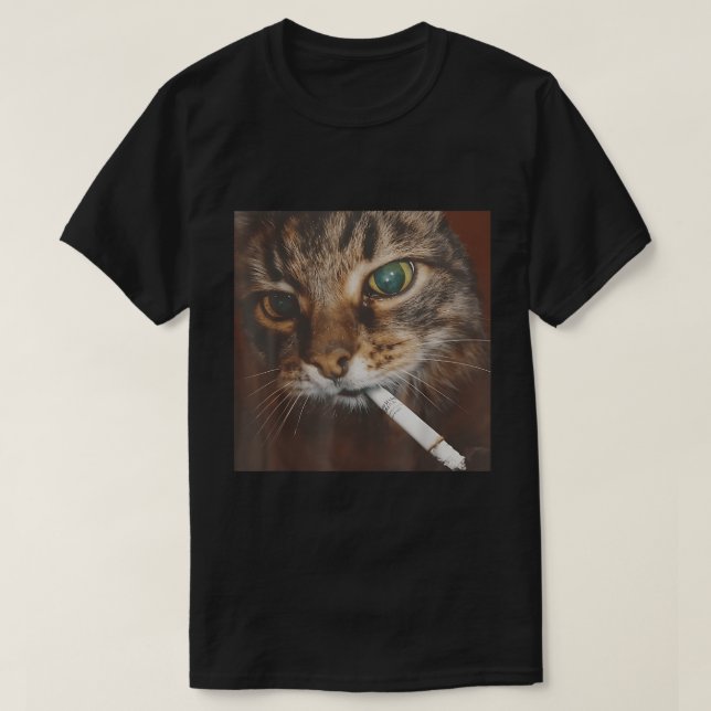 Camiseta Fumando Meme Gato (Frente do Design)
