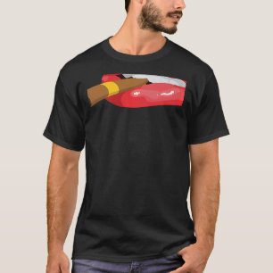 Camiseta Fumar Charuto Cubano Lábios Acendidos Gráfico de F