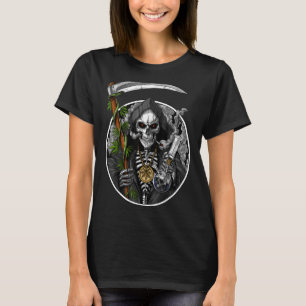 Camiseta Fumar Erva Fumante Fumar Esqueleto