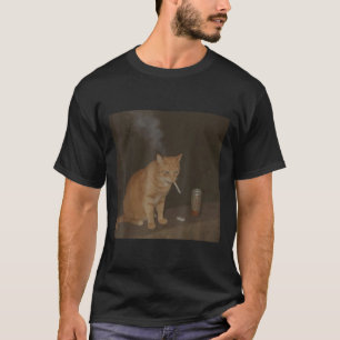 Camiseta Fumar Feliz Cigarro Gatinho Engraçado Fumar Meme B