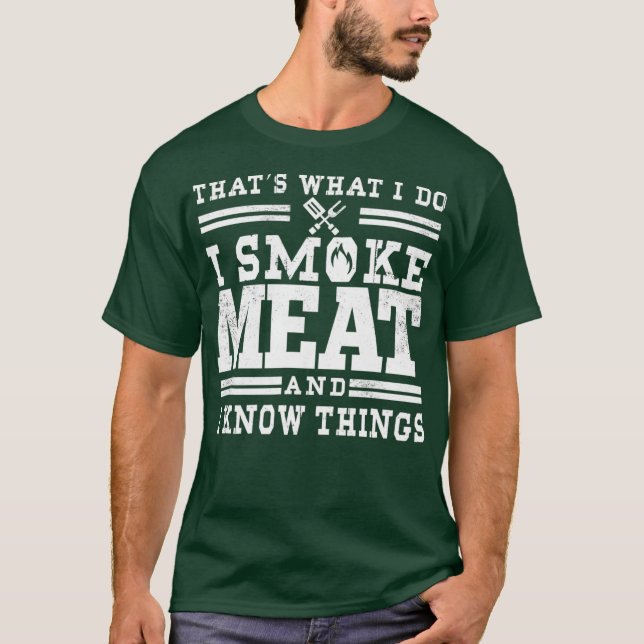 Camiseta Fumo Carne E Sei Coisas Engraçadas Fumante De CHUR (Frente)