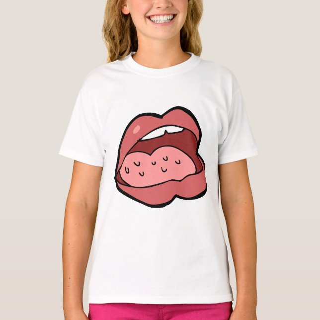 Camiseta Fun Cartoon Open Mouth and Lips (Frente)
