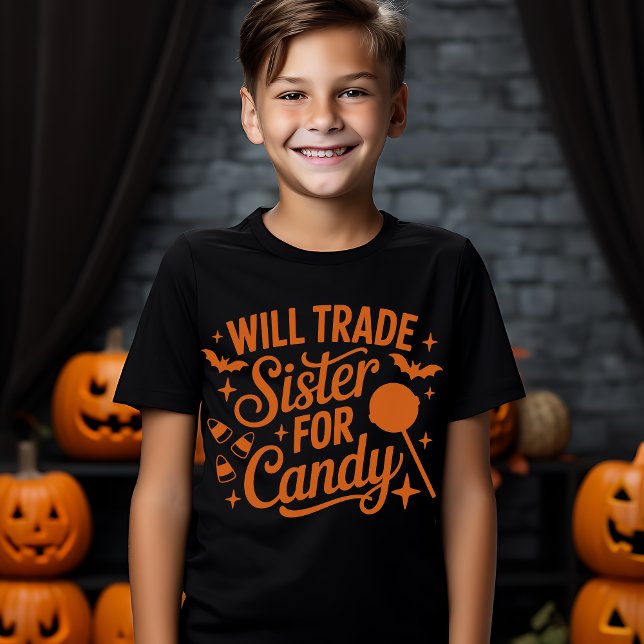 Camiseta "Fun Halloween Gift - Will Trade Sister for Candy (Criador carregado)