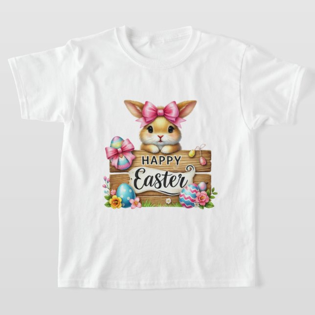 Camiseta Fun Happy Easter bunny girls  (Postura )