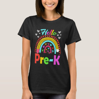 Camiseta Fun Hello Pre K Rainbow Cute Back To School First 