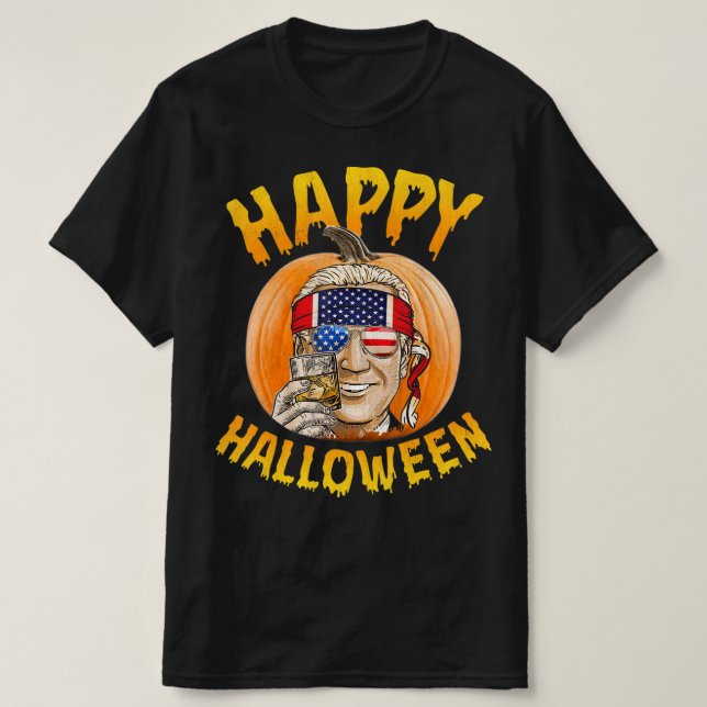 Camiseta Fun Joe Biden Pumpkin Happy Halloween Confused th  (Frente do Design)