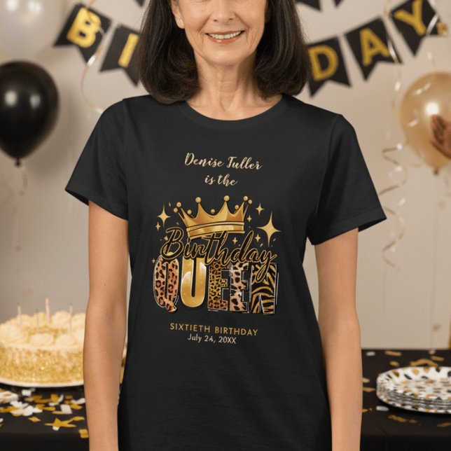 Camiseta Fun Leopard Birthday Queen Sixty Birthday (Criador carregado)