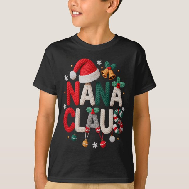 Camiseta Fun Nana Claus Santa Claus Grandma Family Matching (Frente)