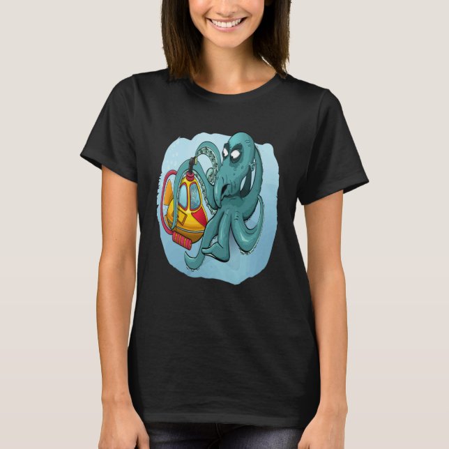 CAMISETA FUN OCTOPUS OCTOPUS DIVER PERISCOPE UNDERWATER SUB (Frente)