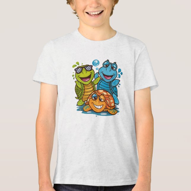 Camiseta Fun Summer Turtles Squad Kids Beach Design (Frente)