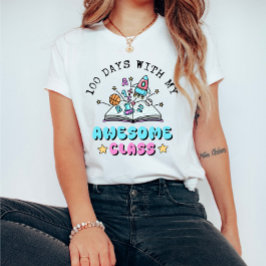 Camiseta Fun Teacher 100 Days with My Awesome Class