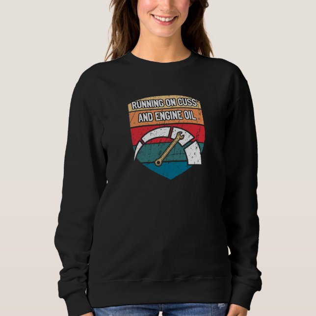 Camiseta Funcionando com palavrão e óleo de motor Mecânico  (Frente)
