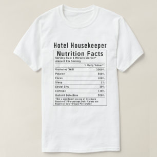 Camiseta Funcionária de Hotel Engraçada Fatos Nutricionais 