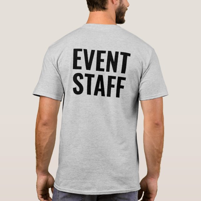 Camiseta Funcionarios de evento preto Texto frontal e trase (Verso)