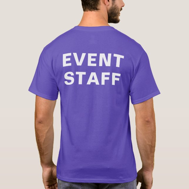 Camiseta Funcionarios de eventos - Roxo, fácil de ler (Verso)