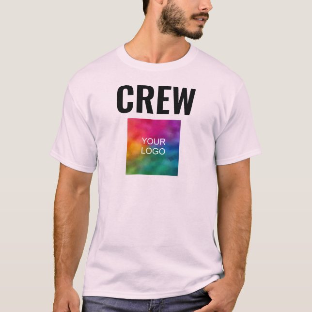 Camiseta Funcionarios De Tripulação De Impressão Rosa Pálid (Frente)