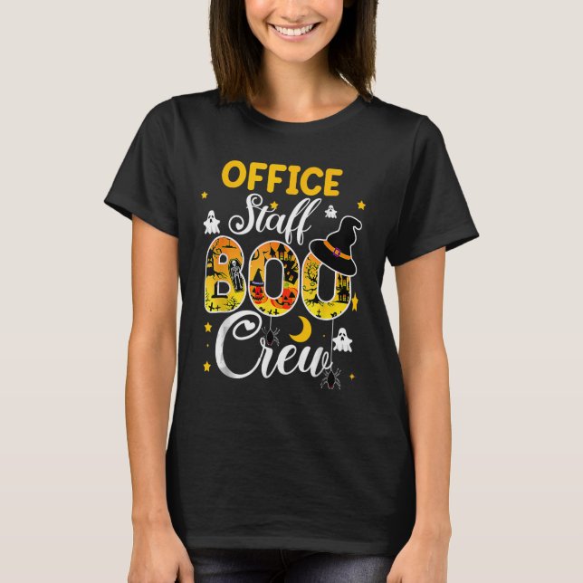 Camiseta Funcionarios do Office Boo Crew Divertido Hallowee (Frente)