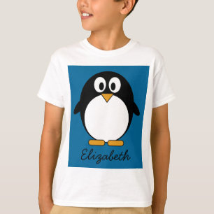 Camiseta fundo bonito do azul do pinguim dos desenhos