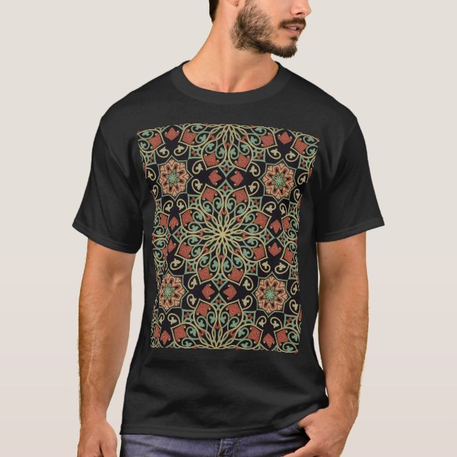 Camiseta Fundo Colorido Abstrato Oriental (Frente)