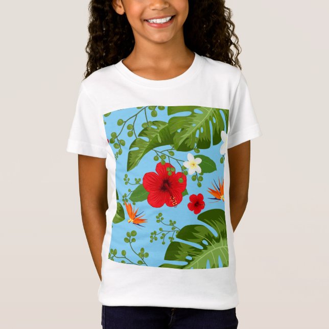 Camiseta Fundo das Flores Tropicais 12 (Frente)