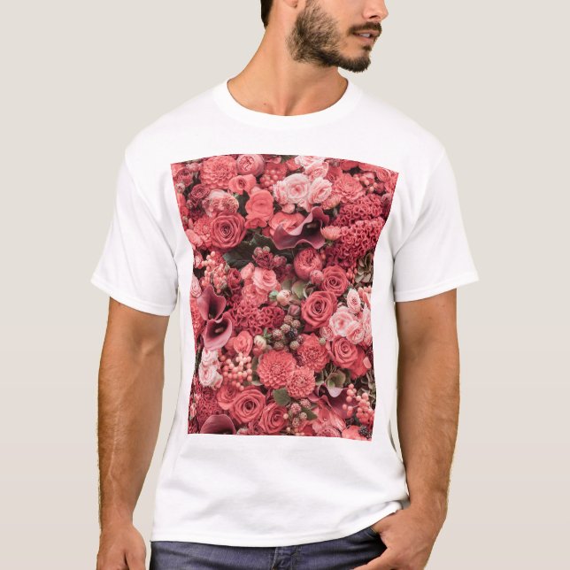 Camiseta Fundo de abstrato floral fechado. (Frente)