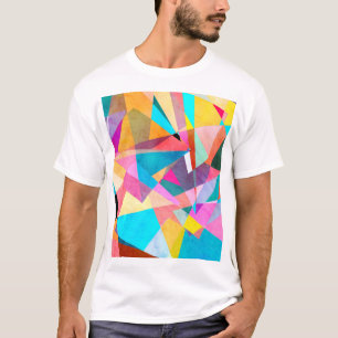 Camiseta Fundo de Aquarela Geométrica abstrato Colorida