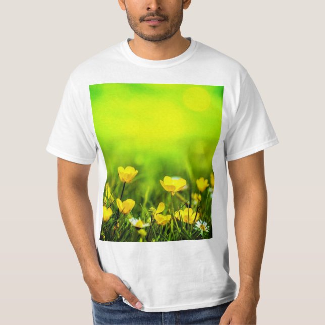 Camiseta Fundo de Flores de Primavera (Frente)