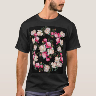 Camiseta Fundo de pintura por aquarela de peões florais