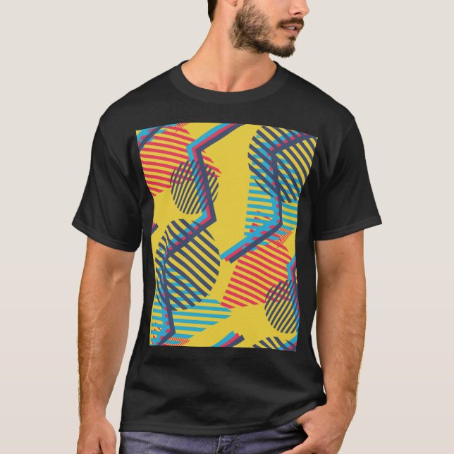 Camiseta fundo de pop, textura geométrica de abstrato. (Frente)