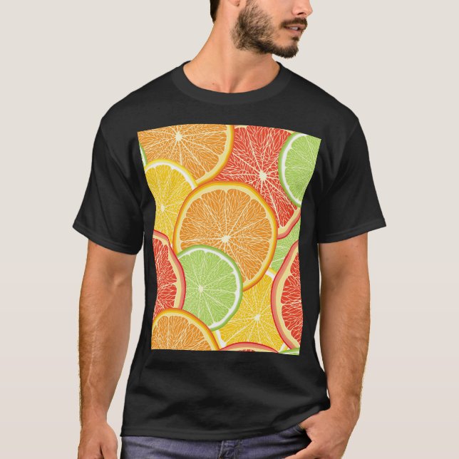 Camiseta Fundo de toranja e abstrato laranja. (Frente)