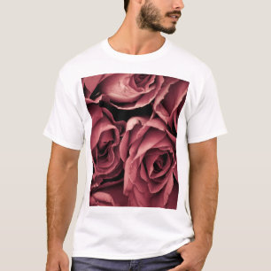 Camiseta Fundo do Rosa de Vintage Romântico