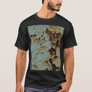 Camiseta Fundo metálico enferrujado, antigo e corroído.